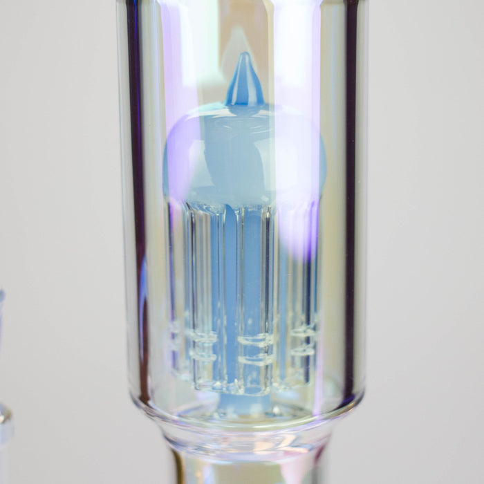 Trippy Glass | 17" 7mm Holographic Stemline Bong – Triple Diffused Perc with 18mm Bowl | Jupiter Grass