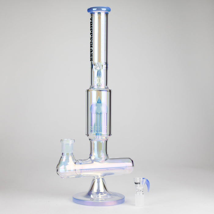 Trippy Glass | 17" 7mm Holographic Stemline Bong – Triple Diffused Perc with 18mm Bowl | Jupiter Grass