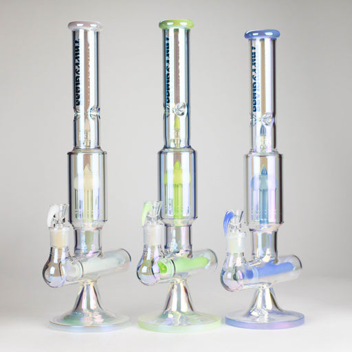 Trippy Glass | 17" 7mm Holographic Stemline Bong – Triple Diffused Perc with 18mm Bowl | Jupiter Grass