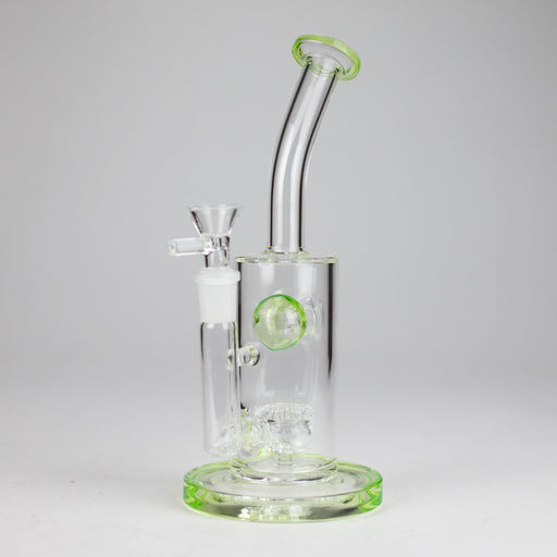 9" Ball Perc Glass Bong – Green with Bent Neck & 14mm Bowl | Jupiter Grass