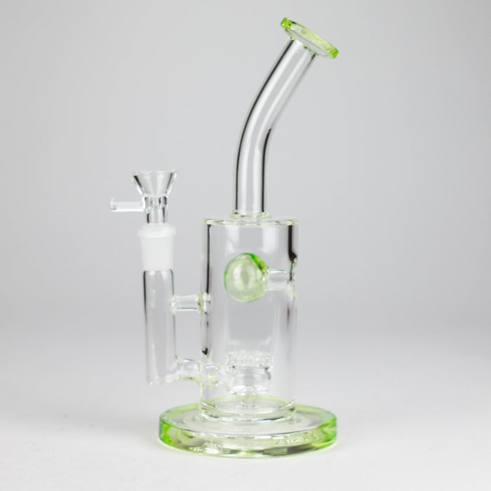 9" Ball Perc Glass Bong – Green with Bent Neck & 14mm Bowl | Jupiter Grass