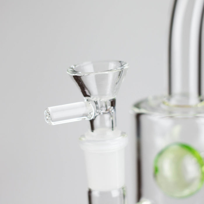 9" Ball Perc Glass Bong – Green with Bent Neck & 14mm Bowl | Jupiter Grass