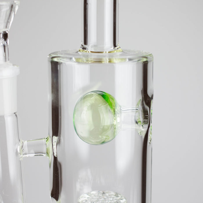 9" Ball Perc Glass Bong – Green with Bent Neck & 14mm Bowl | Jupiter Grass