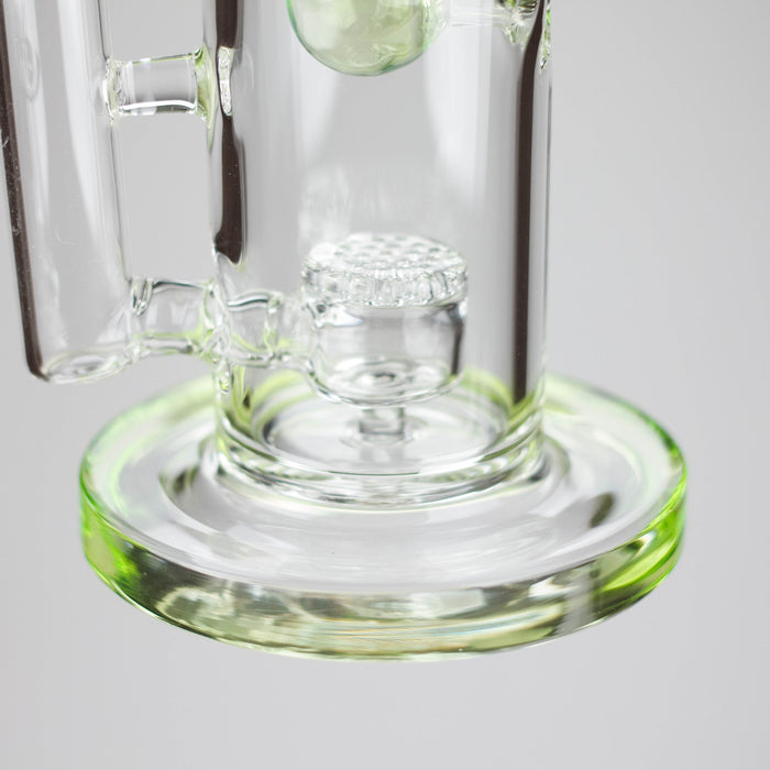 9" Ball Perc Glass Bong – Green with Bent Neck & 14mm Bowl | Jupiter Grass