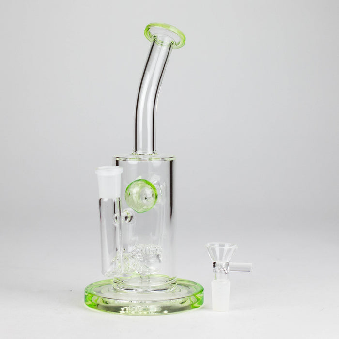 9" Ball Perc Glass Bong – Green with Bent Neck & 14mm Bowl | Jupiter Grass