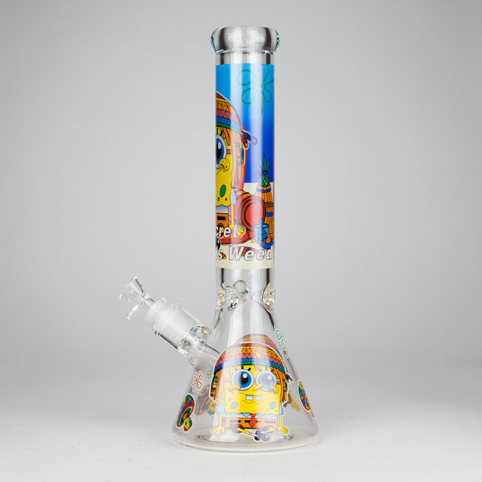 14" 7 mm Glass Bong With Cartoon Sponge Design [AQ0421-2] | Jupiter Grass
