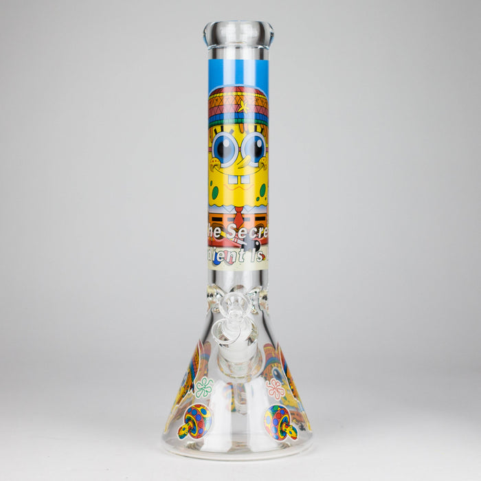14" 7 mm Glass Bong With Cartoon Sponge Design [AQ0421-2] | Jupiter Grass