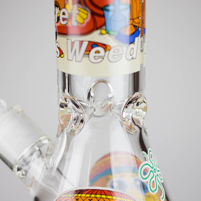 14" 7 mm Glass Bong With Cartoon Sponge Design [AQ0421-2] | Jupiter Grass