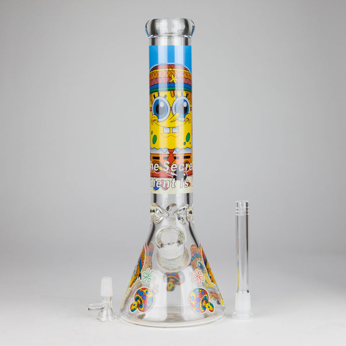 14" 7 mm Glass Bong With Cartoon Sponge Design [AQ0421-2] | Jupiter Grass