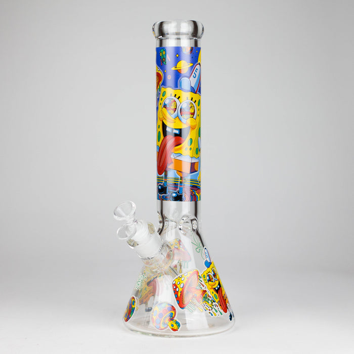 14" 7 mm Glass Bong With Cartoon Sponge Design [AQ0421-2] | Jupiter Grass