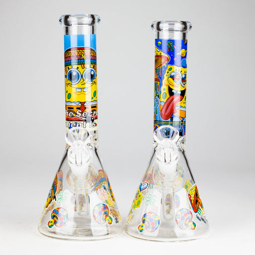 10" Glow-in-the-Dark Glass Bong with Cartoon Sponge Design | Jupiter Grass