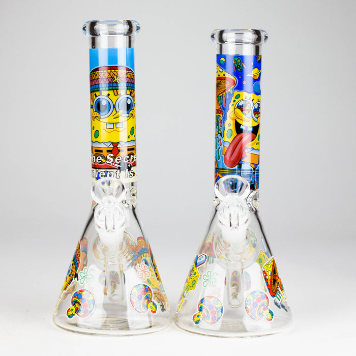 10" Glow-in-the-Dark Glass Bong with Cartoon Sponge Design | Jupiter Grass