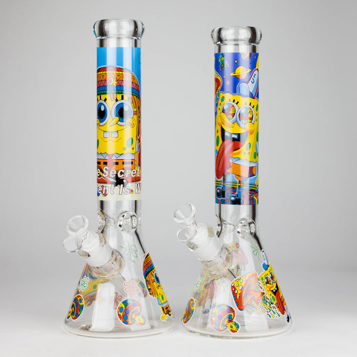 14" 7 mm Glass Bong With Cartoon Sponge Design [AQ0421-2] | Jupiter Grass