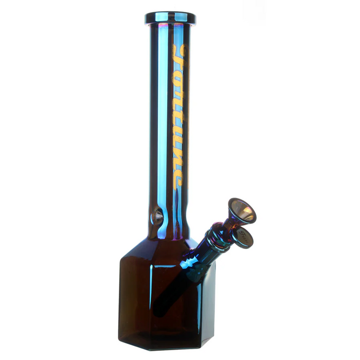 Fortune | 12" Hexagon Electroplated Barrel Base Glass Bong | Jupiter Grass