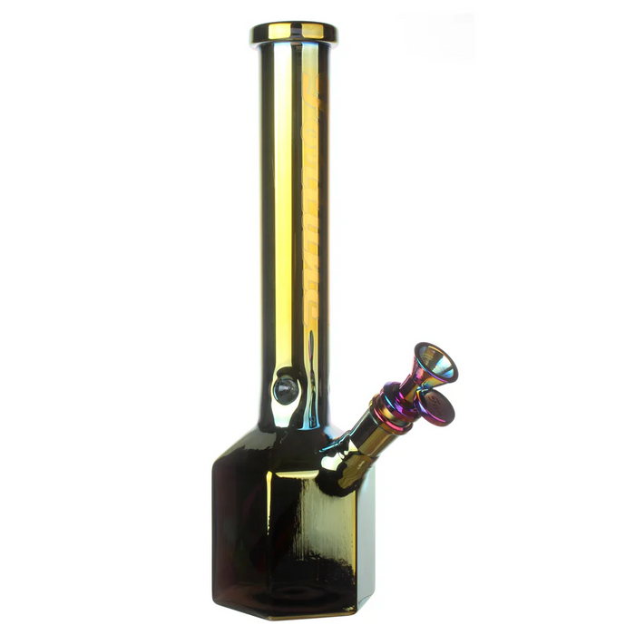 Fortune | 12" Hexagon Electroplated Barrel Base Glass Bong | Jupiter Grass
