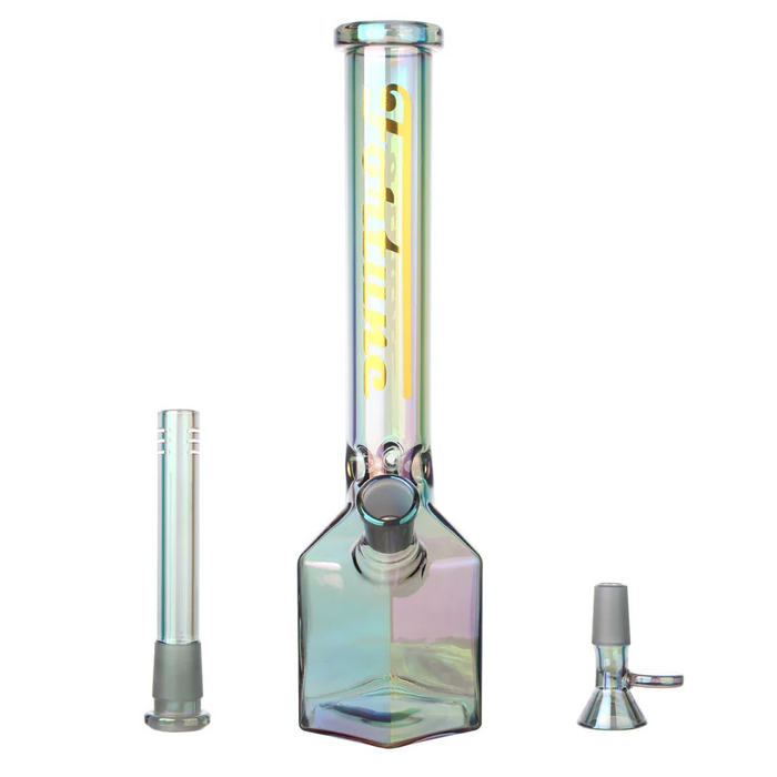 Fortune | 12" Hexagon Electroplated Barrel Base Glass Bong | Jupiter Grass