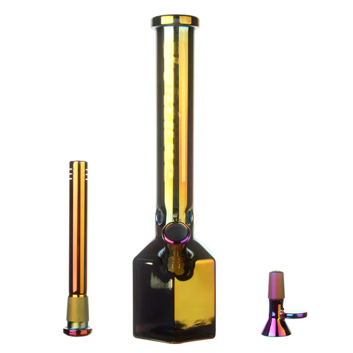 Fortune | 12" Hexagon Electroplated Barrel Base Glass Bong | Jupiter Grass