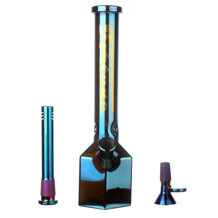 Fortune | 12" Hexagon Electroplated Barrel Base Glass Bong | Jupiter Grass