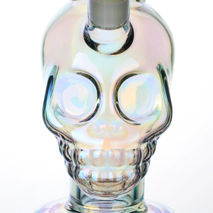 Fortune | 14" 7mm Electroplated Skull Glass Bong | Jupiter Grass