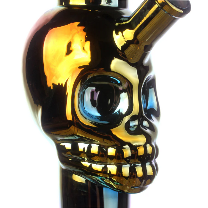 Fortune | 14" 7mm Electroplated Skull Glass Bong | Jupiter Grass