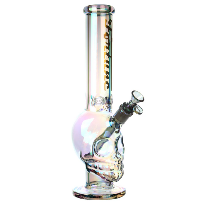 Fortune | 14" 7mm Electroplated Skull Glass Bong | Jupiter Grass