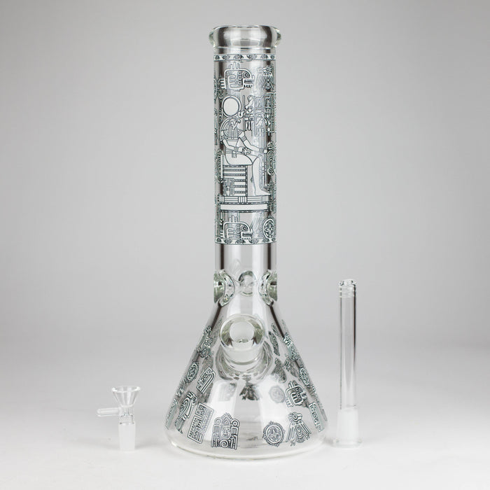 14" Glow-in-the-Dark Egyptian Design Beaker Bong – 7mm Thick | Jupiter Grass