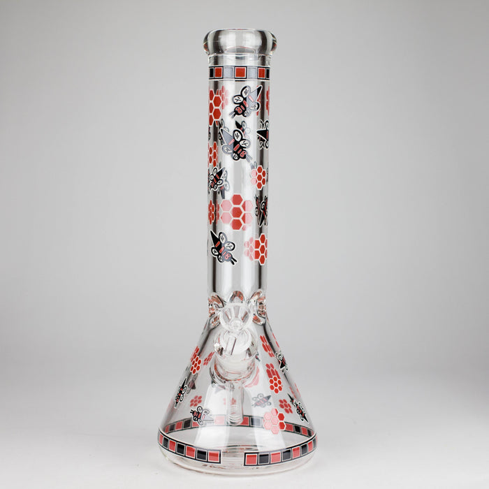 14" Honey Bee Glow-in-the-Dark Glass Beaker Bong – 7mm Thick  [A25] | Jupiter Grass
