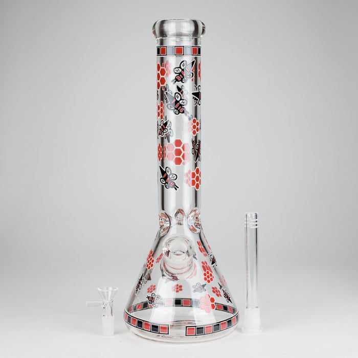 14" Honey Bee Glow-in-the-Dark Glass Beaker Bong – 7mm Thick  [A25] | Jupiter Grass
