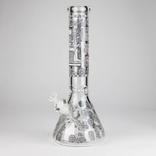 14" Glow-in-the-Dark Egyptian Design Beaker Bong – 7mm Thick | Jupiter Grass
