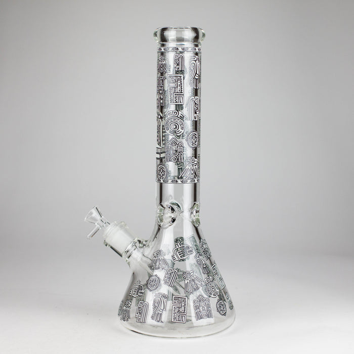 14" Glow-in-the-Dark Egyptian Design Beaker Bong – 7mm Thick | Jupiter Grass