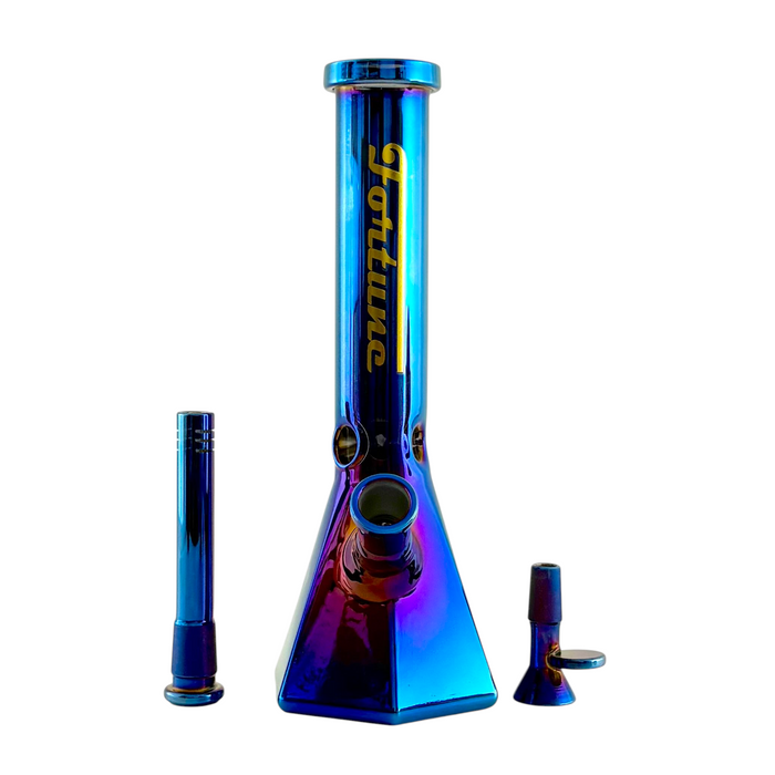 Fortune | Electroplated 10" 5mm Hexagon Glass Beaker Bong - 4 Assorted Colours | Jupiter Grass