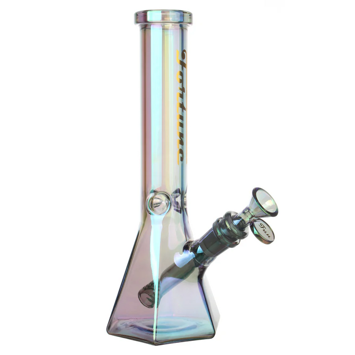 Fortune | Electroplated 10" 5mm Hexagon Glass Beaker Bong - 4 Assorted Colours | Jupiter Grass
