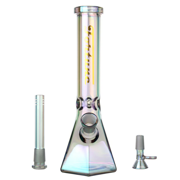 Fortune | Electroplated 10" 5mm Hexagon Glass Beaker Bong - 4 Assorted Colours | Jupiter Grass
