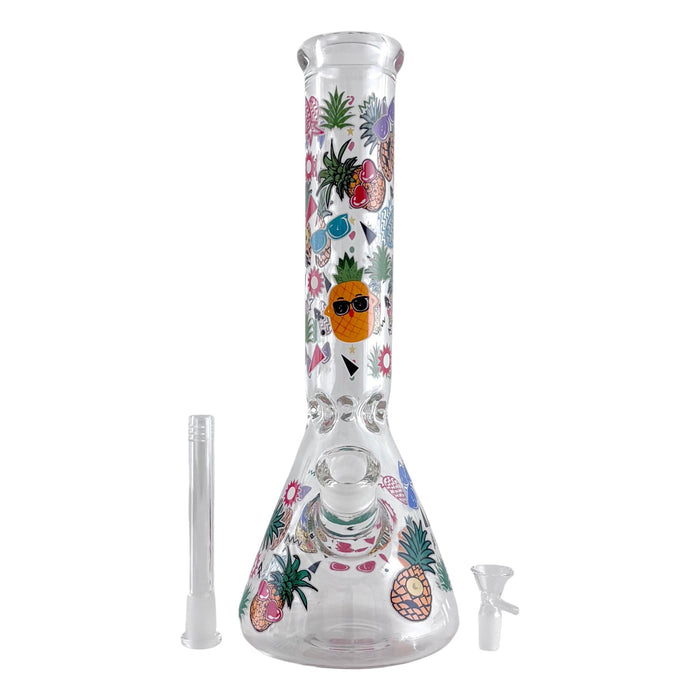 14" Glass Beaker Bong – 7mm Thick with Sticker Art Designs | Jupiter Grass