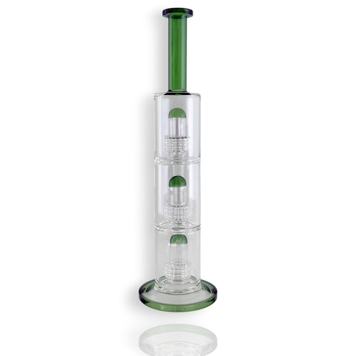 17" Triple Dome Percolator Water Pipe with 14mm Handle Bowl Piece