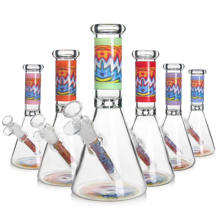 10" 5mm Beaker Bong with Patterned Downstem | Jupiter Grass