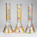 14″ 7mm Glass Beaker Bong with Assorted Flower Design & Ice Catcher | Jupiter Grass