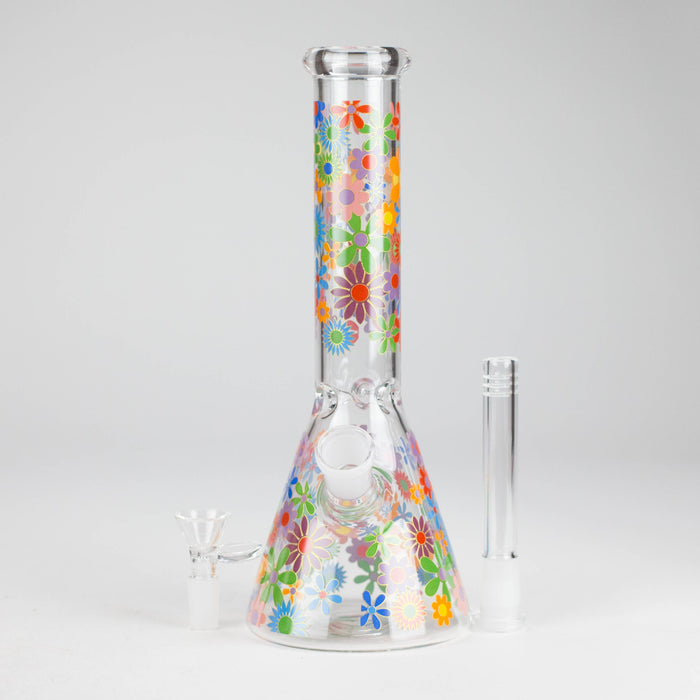 10″ Flower Design Glass Beaker Bong | Jupiter Grass