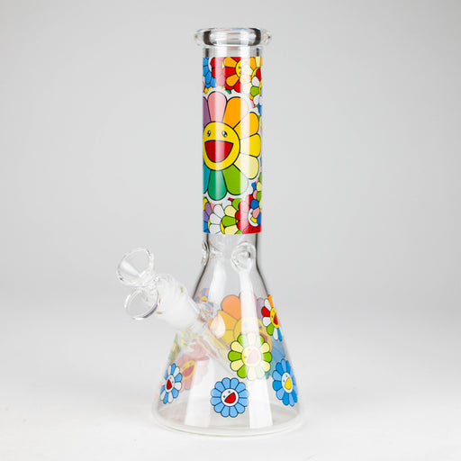 10″ Smile Flower Design Glass Beaker Bong | Jupiter Grass