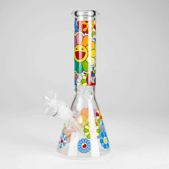 10″ Smile Flower Design Glass Beaker Bong | Jupiter Grass
