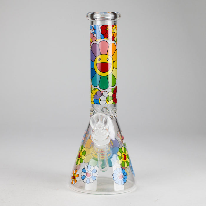 10″ Smile Flower Design Glass Beaker Bong | Jupiter Grass