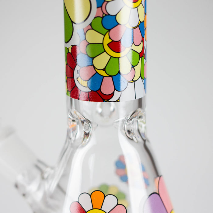 10″ Smile Flower Design Glass Beaker Bong | Jupiter Grass