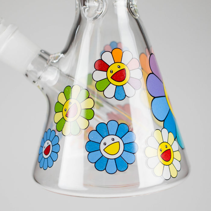 10″ Smile Flower Design Glass Beaker Bong | Jupiter Grass