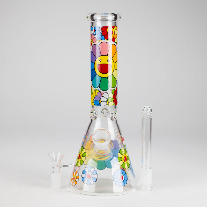 10″ Smile Flower Design Glass Beaker Bong | Jupiter Grass