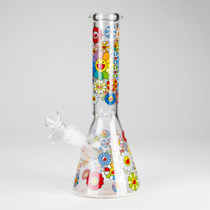 10″ Smile Flower Design Glass Beaker Bong | Jupiter Grass