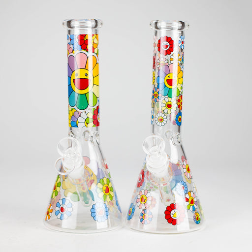 10″ Smile Flower Design Glass Beaker Bong | Jupiter Grass