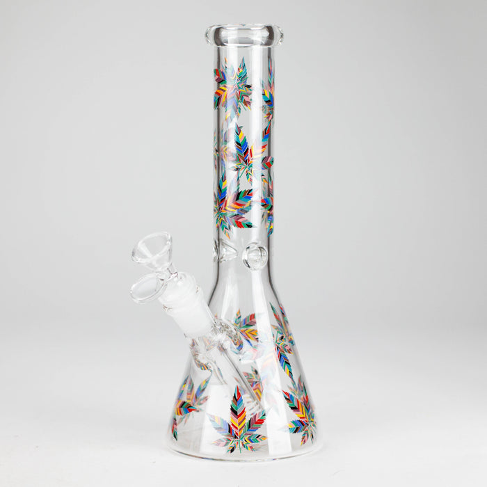 10" Leaves Design Glass Beaker Bong | Jupiter Grass