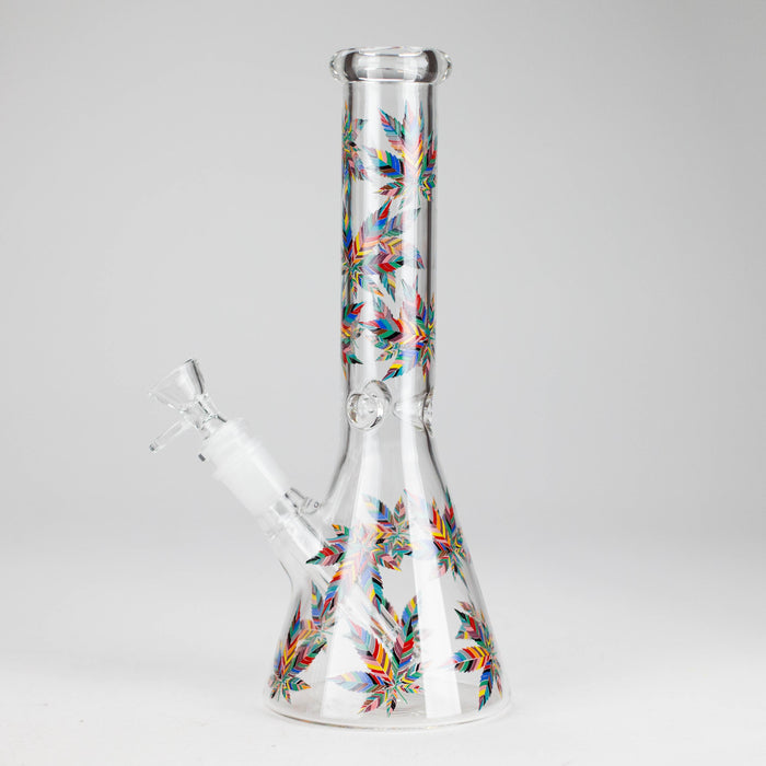 10" Leaves Design Glass Beaker Bong | Jupiter Grass