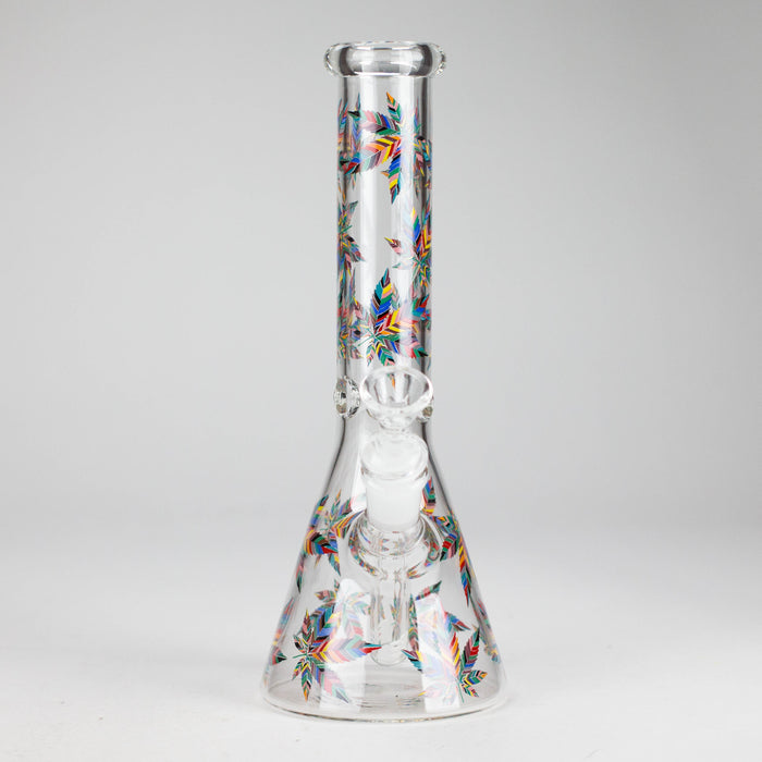 10" Leaves Design Glass Beaker Bong | Jupiter Grass