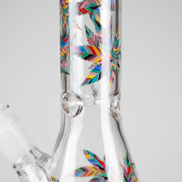 10" Leaves Design Glass Beaker Bong | Jupiter Grass